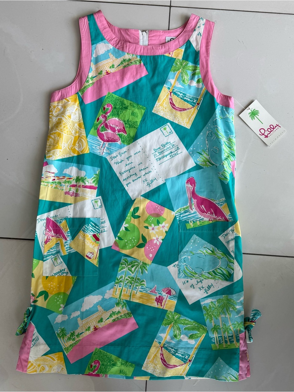 Y2K Lilly Pulitzer CL Shift Boca Blue Postcards Size 6 NWT
